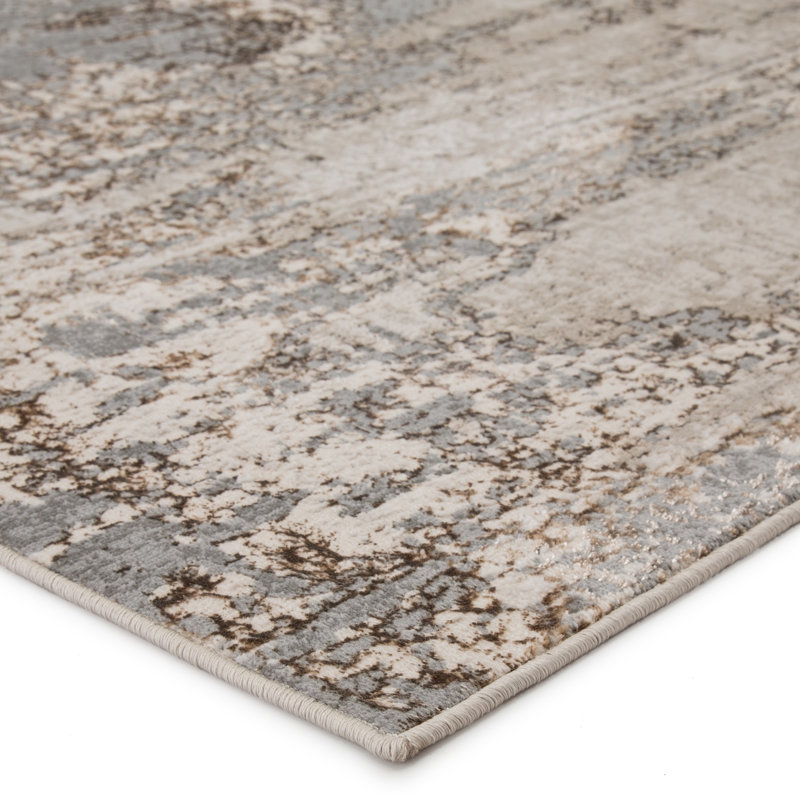 Tapis abstrait gris / taupe, Rectangle 6 pi 7 po x 9 pi 6 po