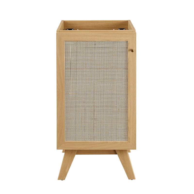 Soma Oak Single Bathroom Vanity with Rattan Door