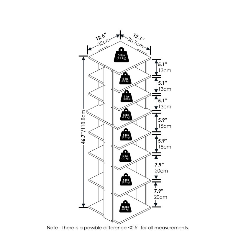 7 Pair Shoe Rack, White