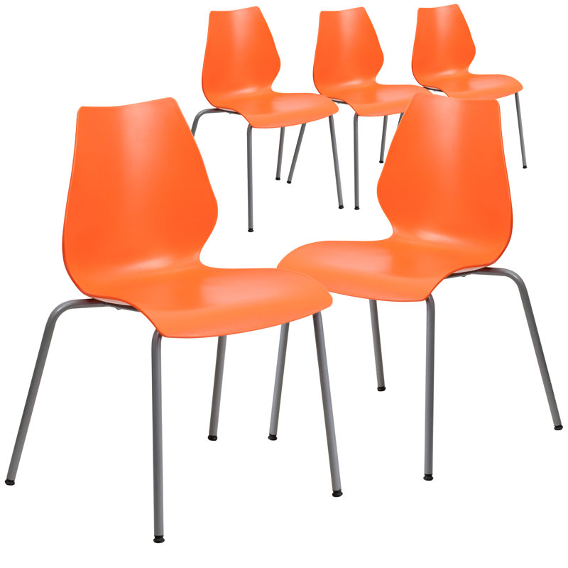 Chaises de vestibule empilables en plastique Oliverson, Orange