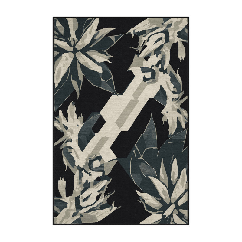 Tapis à motif géométrique doux et moelleux en jute, 4 x 6