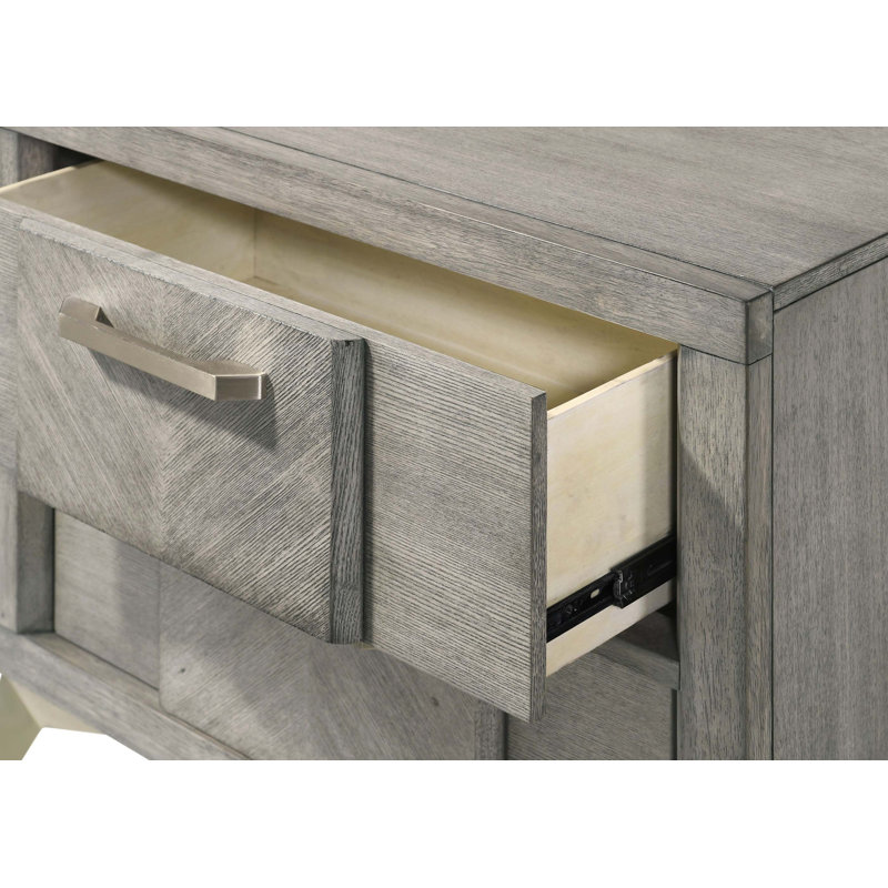 Table de chevet sophistiquée à 2 tiroirs avec placages exquis