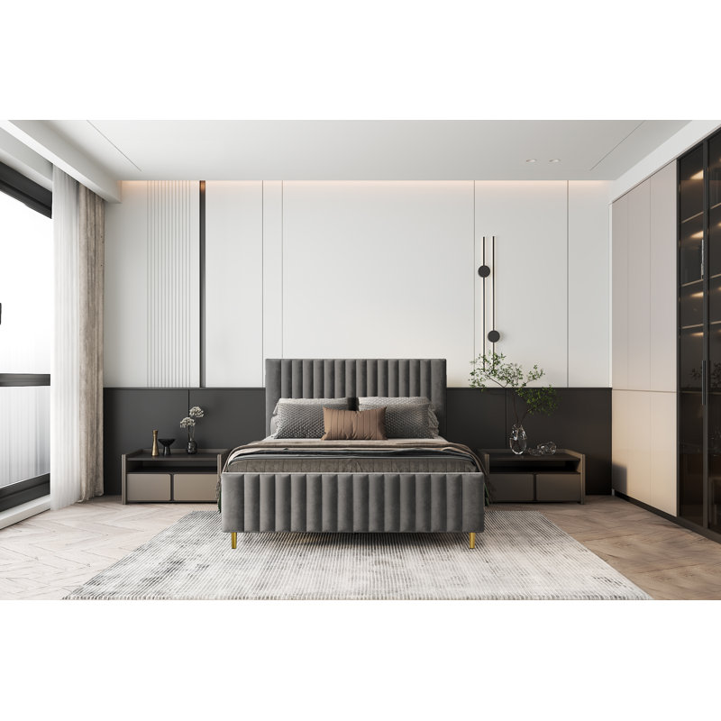 Lit plateforme Donivan, Très grand, Gris