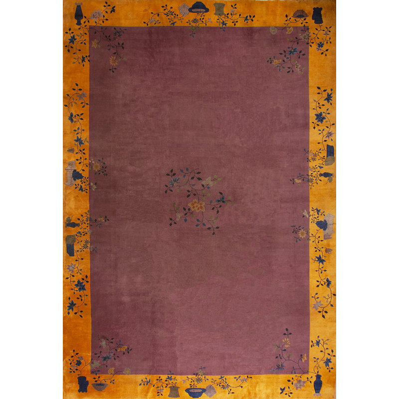 Hand Knotted Wool Area Rug in Purple
