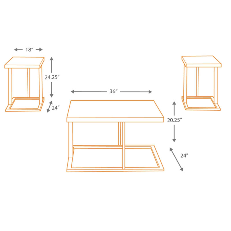 Airdon Bronze & Black Cantilevered Coffee Table Set