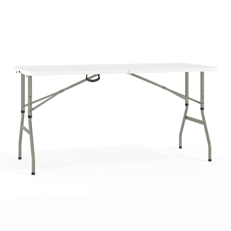 Modern 60'' Gray Metal Frame Rectangular Folding Patio Table