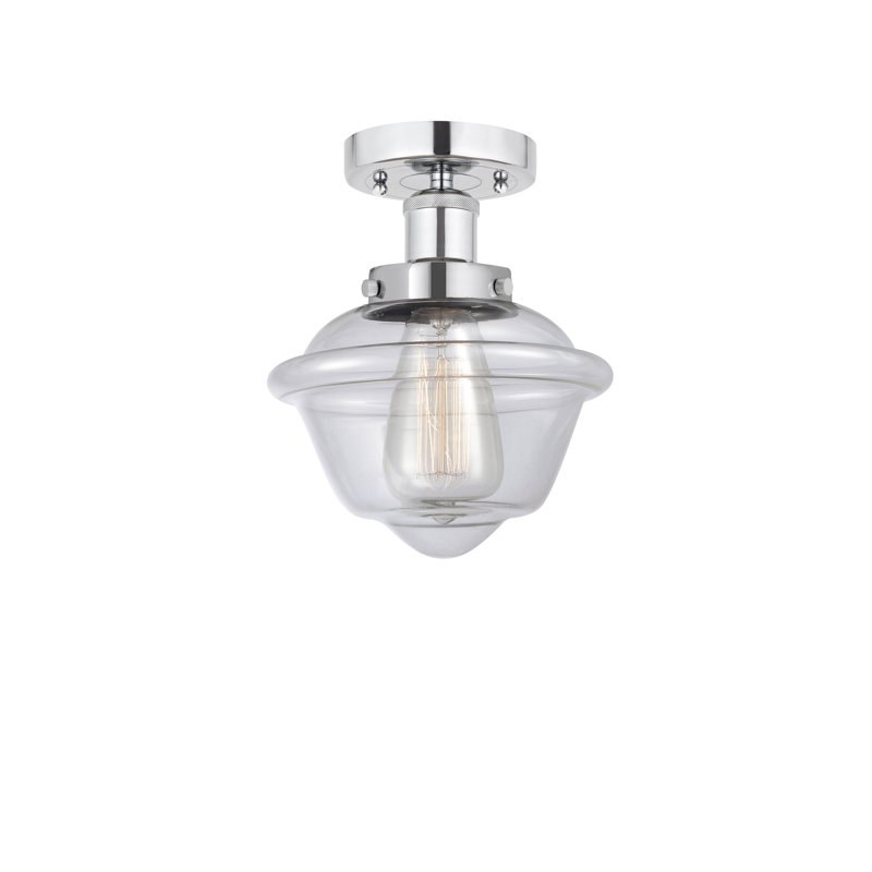 Grourke Glass Semi Flush Mount, Clear, Polished Chrome
