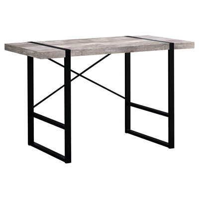 Bureau taupe pour la maison - 124 cm (49 po) avec pieds en métal noir et plateau épais en stratifié, style industriel moderne, idéal pour le travail, longueur 122 cm (48 po), support, espace de travail pratique
