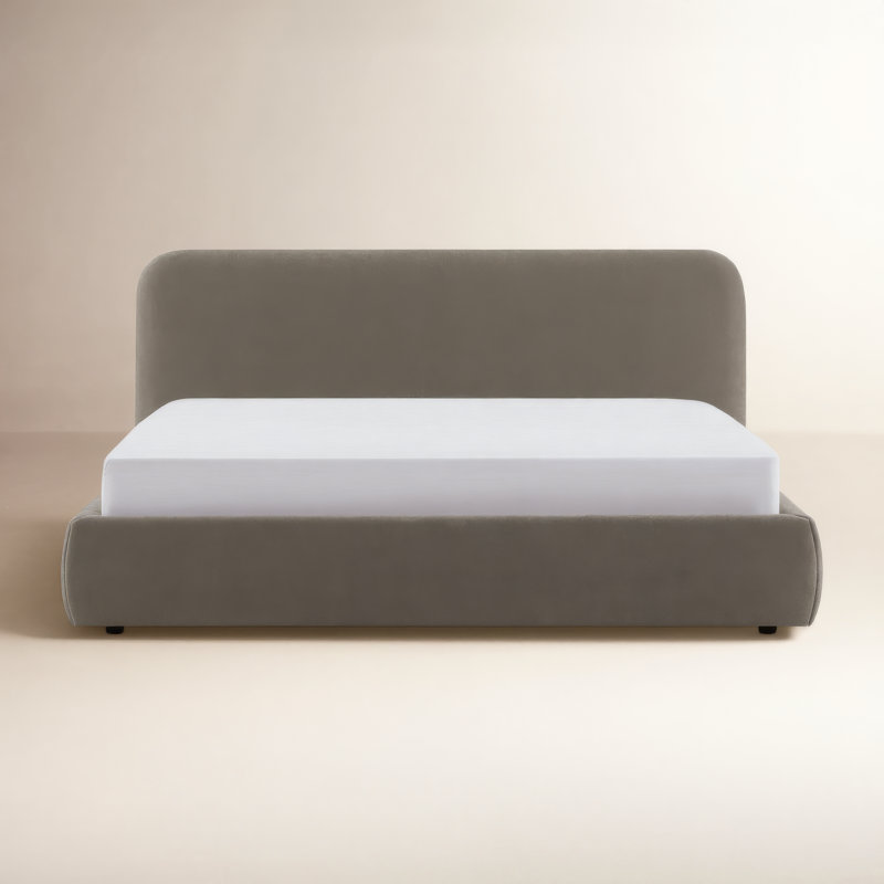 Bella Upholstered Platform Bed, King, Elite Ash Performance Chenille