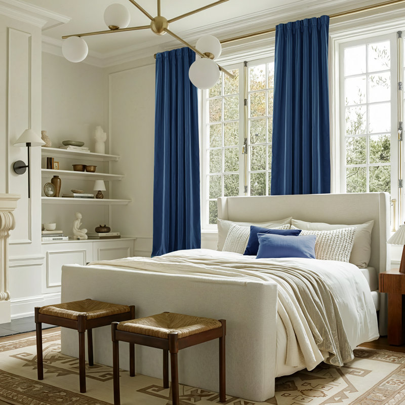 Navy Blue Velvet Curtains 96 inches for Bedroom, Sound Reducing Heavy-Duty Solid Rod Pocket & Back Tab Light Blocking Drapes/Panels for Living Room (2 Panels, 52 inches Wide Each Panel)