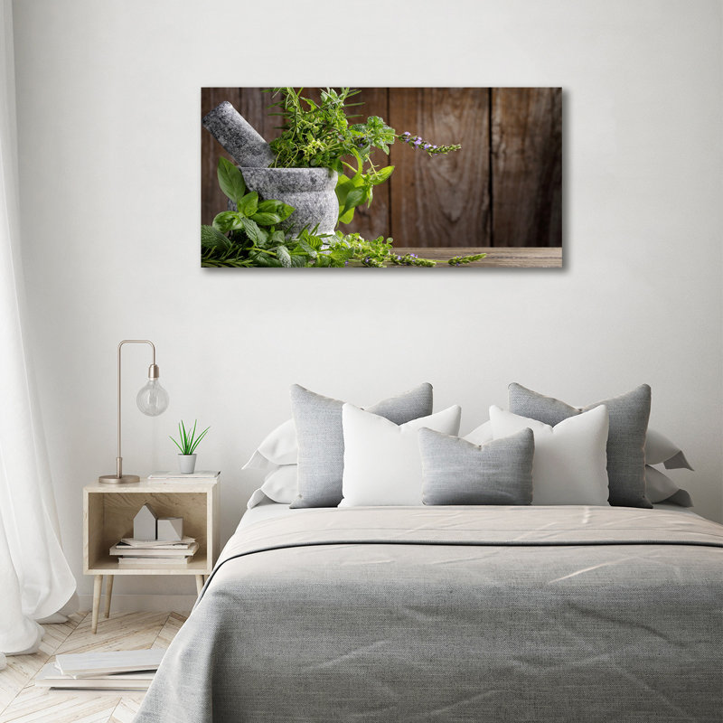 Herbs In A Mortar - Wrapped Canvas Print