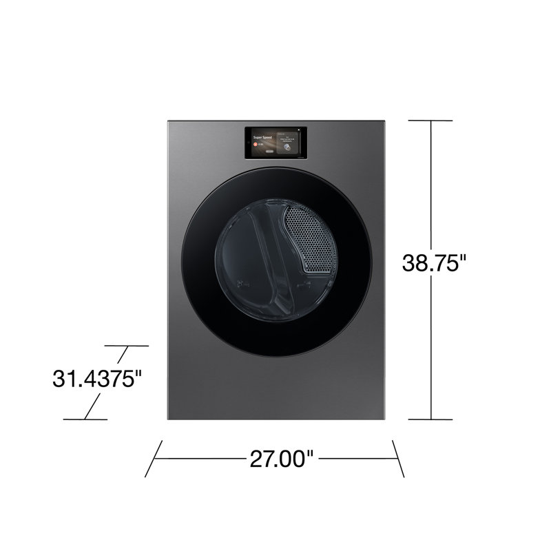 Samsung 7.6 cu. ft. Bespoke AI Ultra Capacity Front Load Electric Dryer with AI Home and AI OptiDry+ in Ivory, Dark Steel