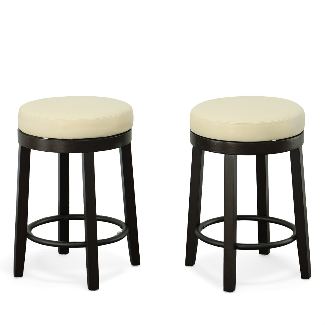 Legros Swivel Upholstered Counter Stool with Solid Wood Frame (Set of 2) Red Barrel Studio® 