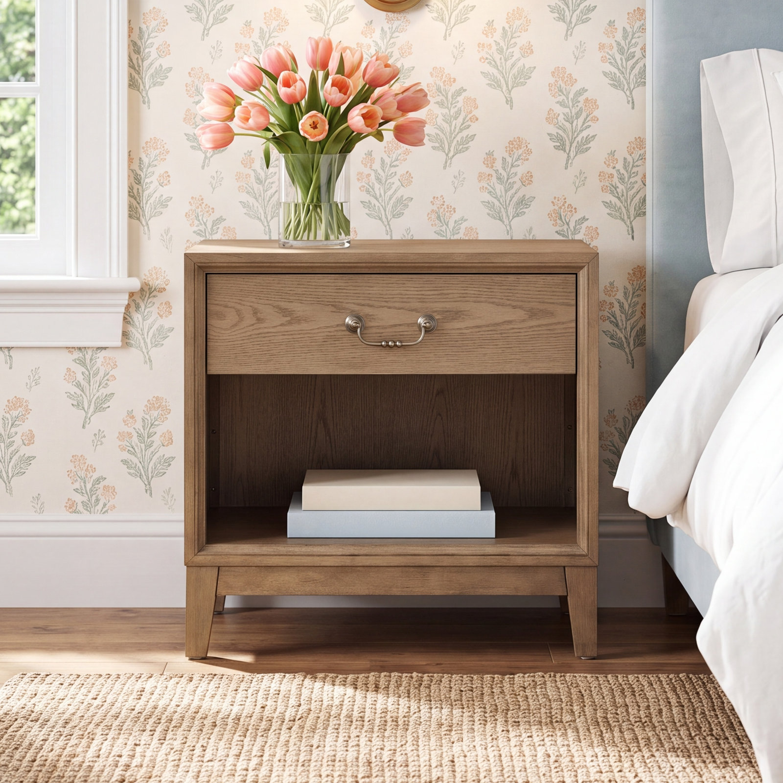 Bartlett Open Oak Nightstand, Brown