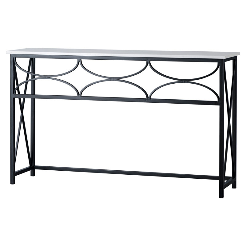 Diamond Console Table, Lite Travertine, Flat Black