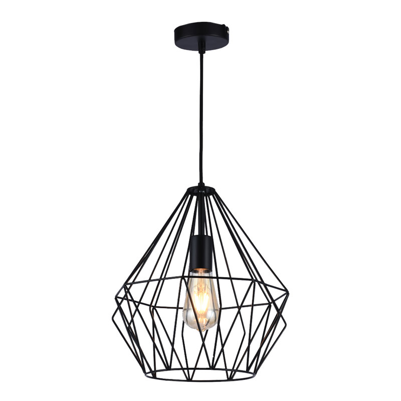 Luminaire suspendu géométrique unique à 1 lumière Sterling, Noir