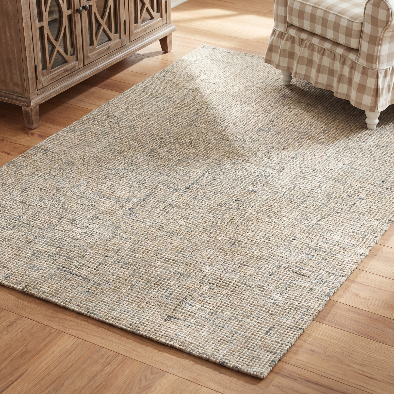 Caryville Beige Hand-Tufted Wool Rug, Rectangle 7'6" x 9'6"
