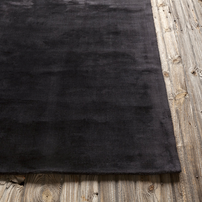 Tapis noir tissé à la main Mabel, Rectangle 9 pi x 13 pi