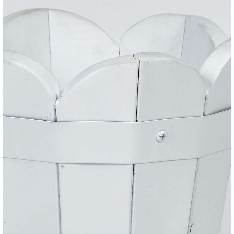 Pot à fleurs en baril Padminie, H 7 po x l 7,5 po x P 7,5 po, Blanc