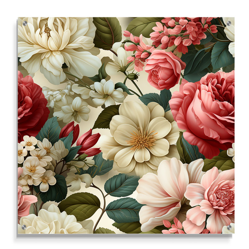 Ingle - Art mural floral en acrylique pour la cuisine, H 30 po x l 30 po