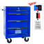 Armoire à outils 4 pièces 20 po en acier, finition noire et bleue, glissières de tiroir à roulement, 4 roues universelles 2 verrouillables, poignée à tirer pour le transport de l'utilisateur 20 po, acier, roues, poignée, manipulation pratique-1511561804