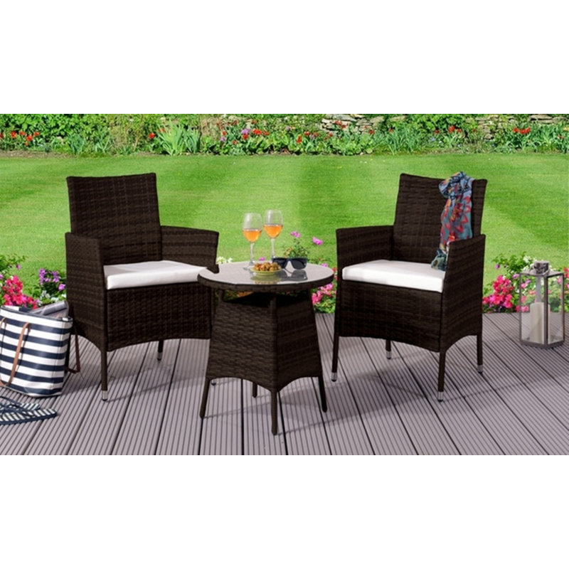 Gazit 2 Seater Bistro Set with Cushions, Chocolate