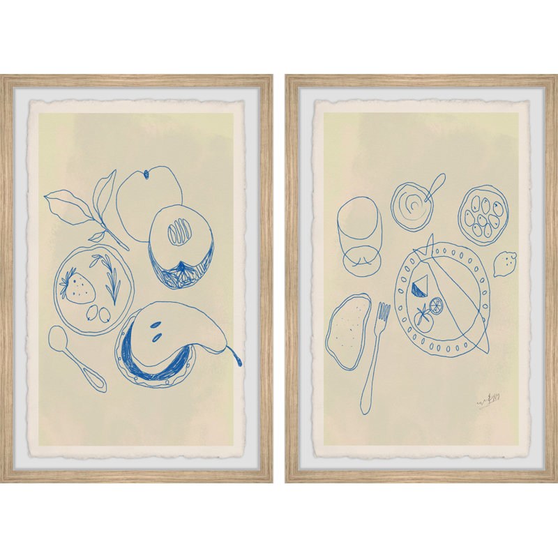 Ahjahnae Fruits And Seafood by Marmont Hill - 2 Piece Picture Frame Print Set