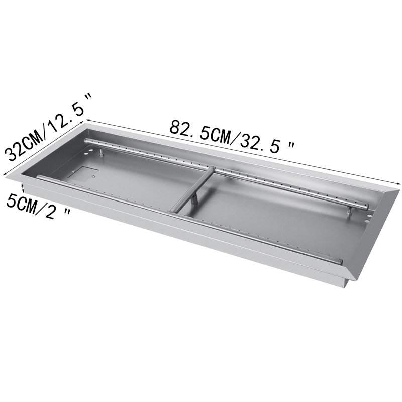 Altina Stainless Steel Propane Table Fire Pit, 2" H x 32.5" W x 12.5" D