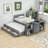 Twin Three Drawers Wood Platform Bed with Desk,Built-in Trundle and Storage Shelf-790077832