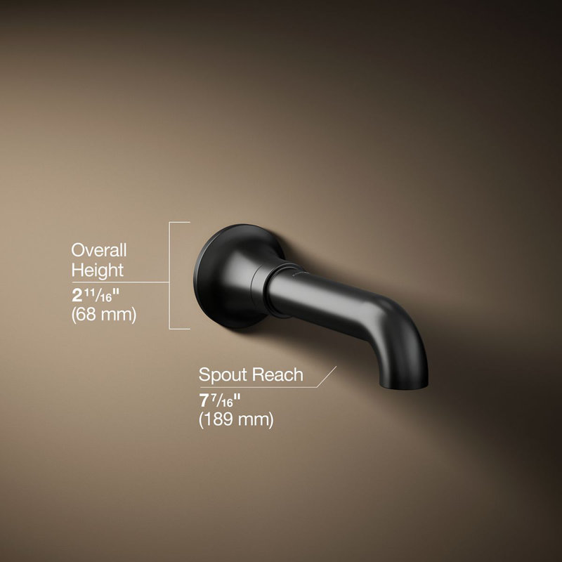 Tone Wall-Mount Non-Diverter Bath Spout, Matte Black