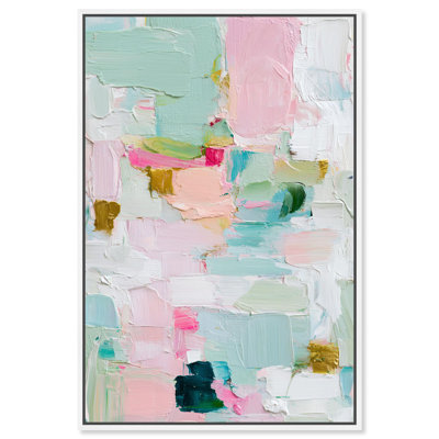Mint and Rose Blush I Canvas Print Pink Wall Art by Art Remedy, White Frame, 20 x 30