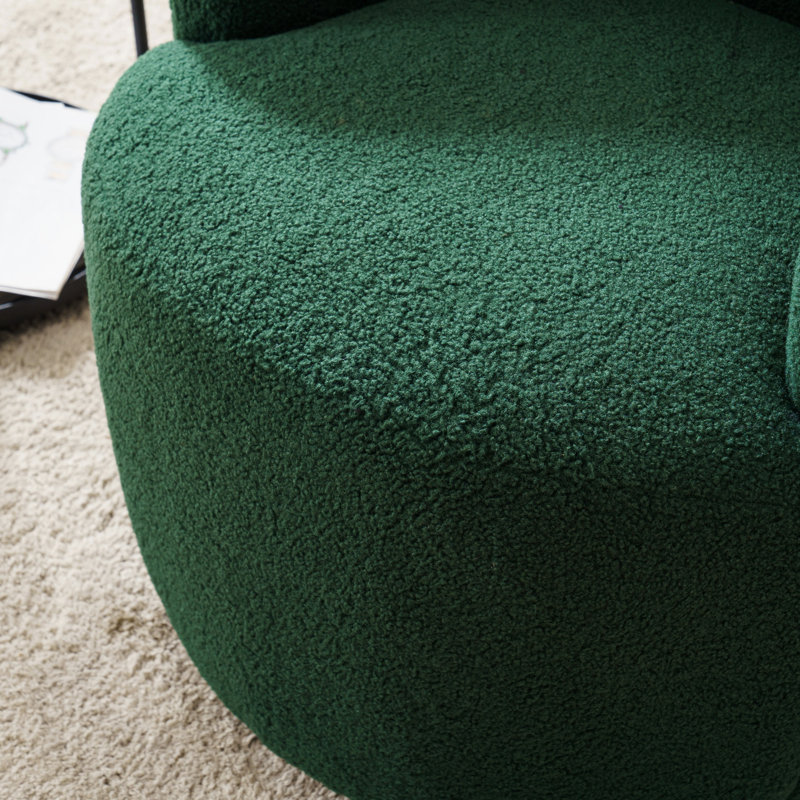 Fabric Swivel Accent Armchair Barrel Chair With Powder Coating Metal Ring, Green Polyester