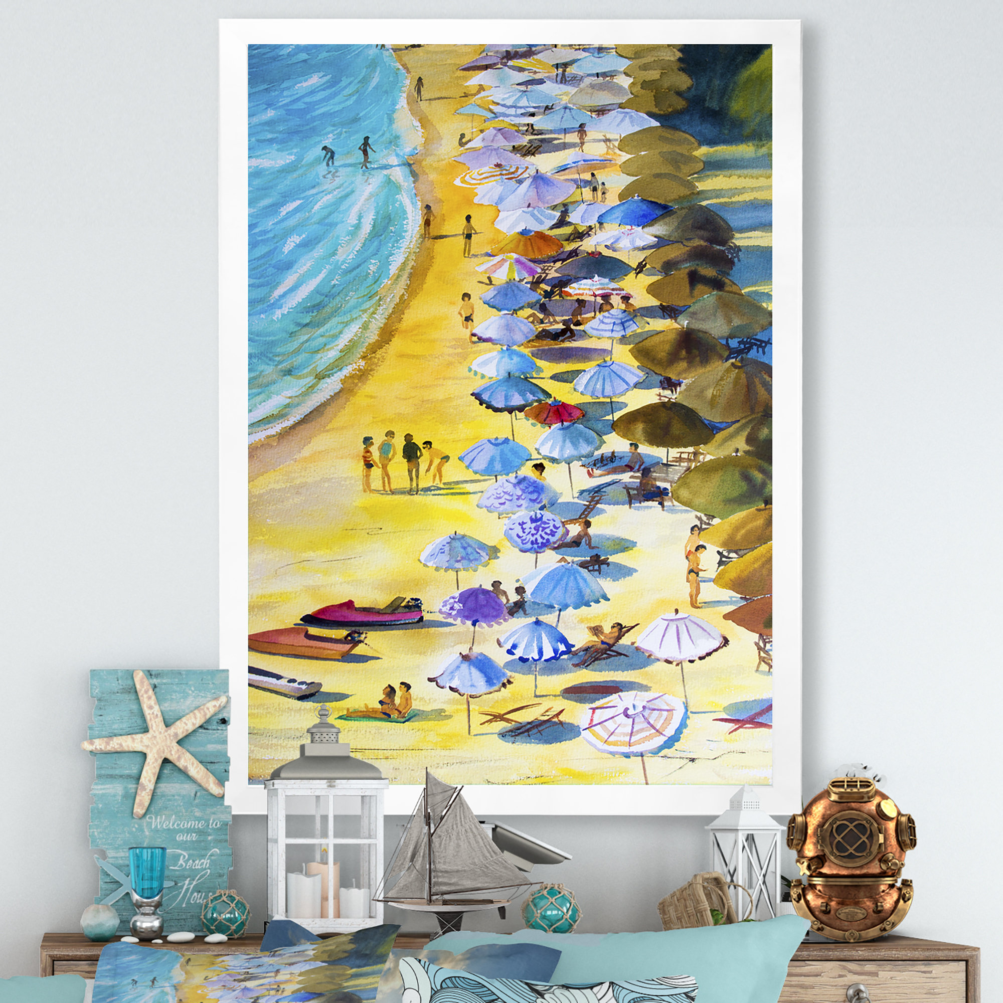 Highland Dunes Aerial Pastel Beach California Nautical & Coastal