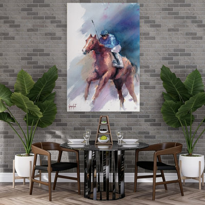 Cheval de course galopant, reproduction d'art contemporain cheval