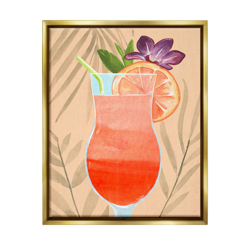 «Plant Patterned Cocktail» par Annie Warren sur, H 21 po x l 17 po, Cadre flottant métallique doré