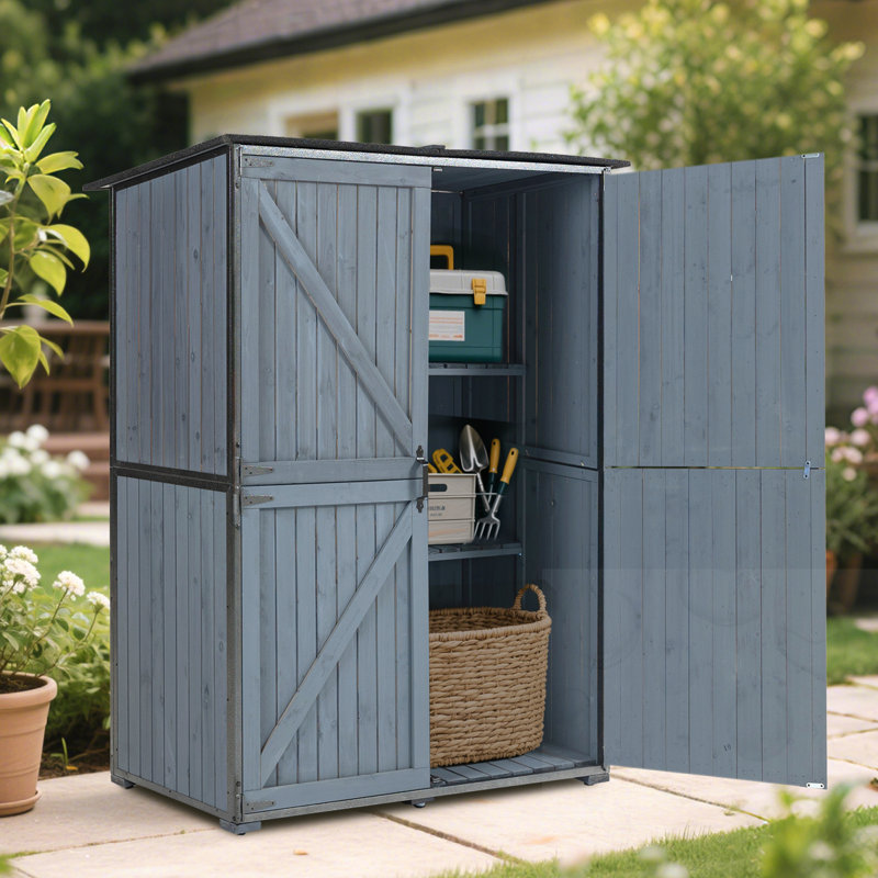 Outdoor Tool Shed with shelf and double doors