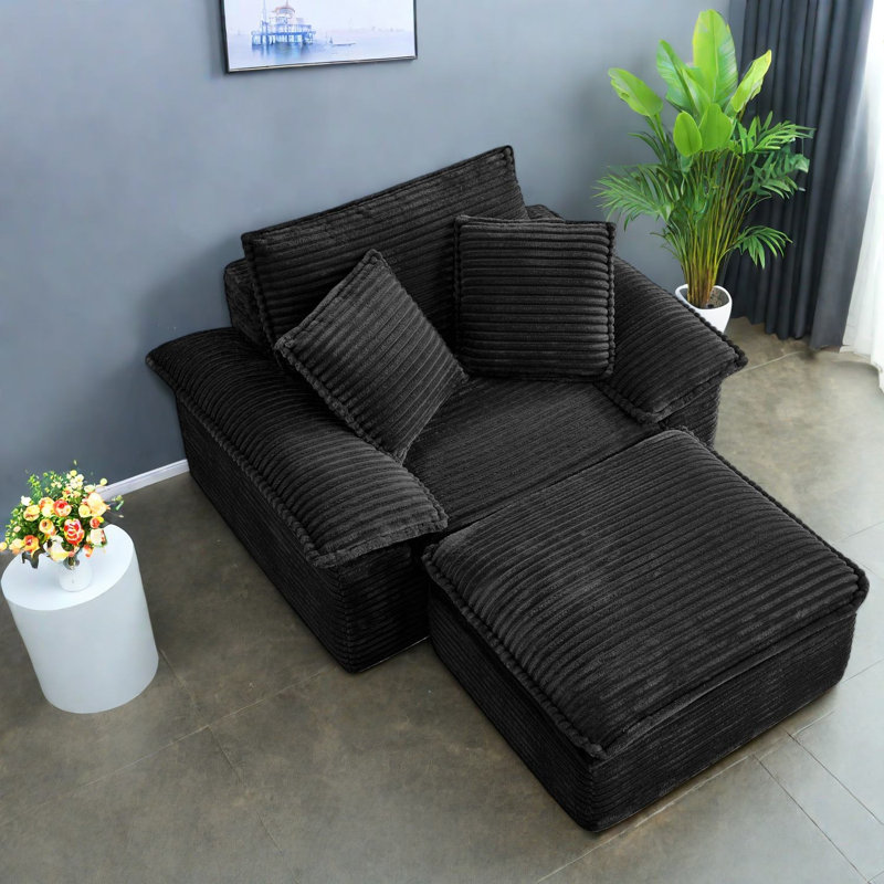 Canapés modulaires surdimensionnés à compression, chaise moderne en velours côtelé noir pour la maison