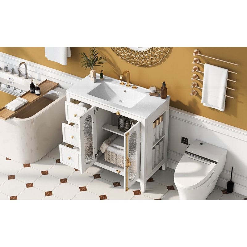 Meuble-lavabo 36 po avec 2 portes à fermeture douce