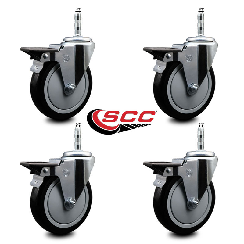 Roulettes pivotantes en poly avec roues pivotantes de 5/8 po avec frein