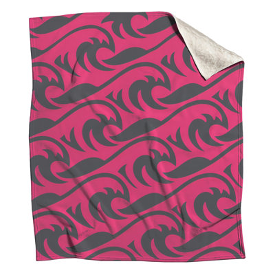Pink Gray Wave Pattern Blankets