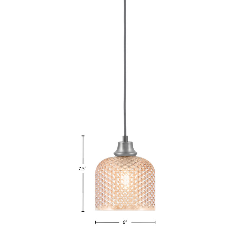Luminaire suspendu Hufford au fini graphite avec verre texturé ambre de 6 po, Graphite