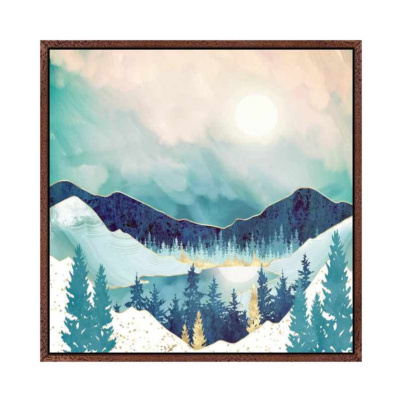 Sky Reflection - Print on Canvas, Brown Framed, 45.72 cm H x 45.72 cm W