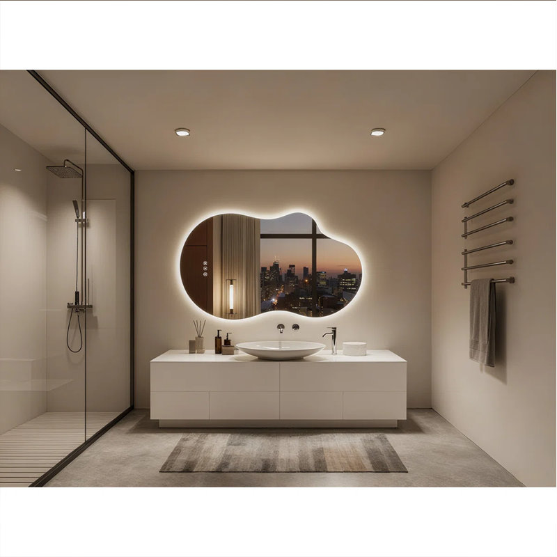 Lunara UL/ETL Certified Irregular LED Bathroom Vanity Mirror - Anti-Fog Tempered Glass, 3 Color Temperatures, Stepless Dimmable, 3 Year Warranty