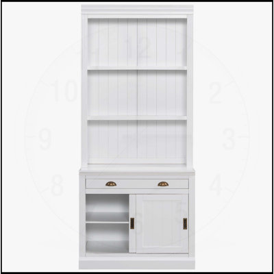 83.4 inch Tall Bookshelf with LED Lighting, Modern Bookcase with Sliding Doors and Open Shelves for Living Room and Home Office