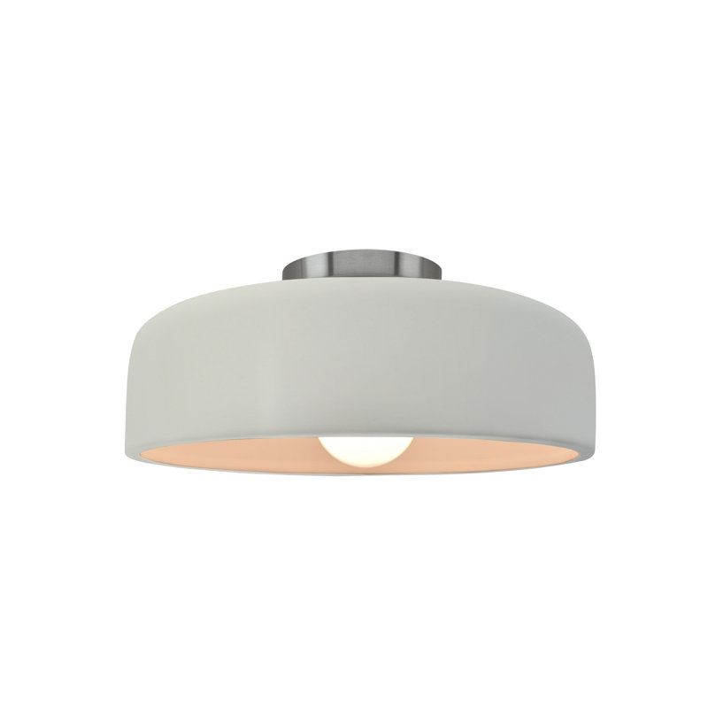 Radiance Ceramic Semi Flush Mount - Replaceable Bulb, Matte White, Brushed Nickel, 6" H x 10" W x 10" D