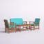 Ensemble de conversation de terrasse en bois massif pour 4 personnes Calhoun-903268880