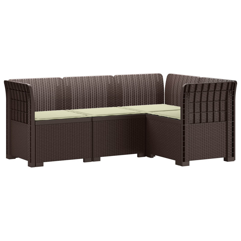 62 cm W Patio Sofa with Cushions, Cream, Brown