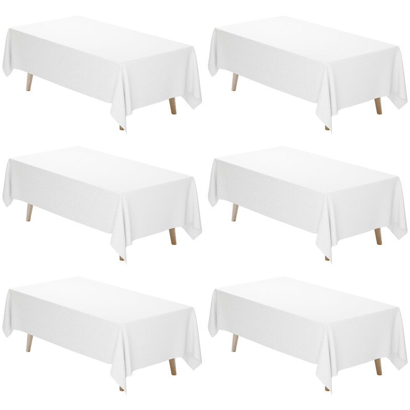 6 Pack Table Cloth For Rectangle Table, White, 120" D x 70"L