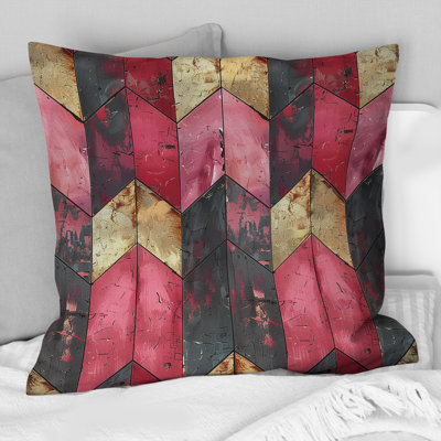 Coussin décoratif transitionnel rose doré à chevrons Glam Charm III
