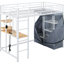 Lit mezzanine simple en métal avec bureau modulaire, prise de courant, DEL, tablettes et garde-robe - Maximisez l'espace personnalisable-326006354